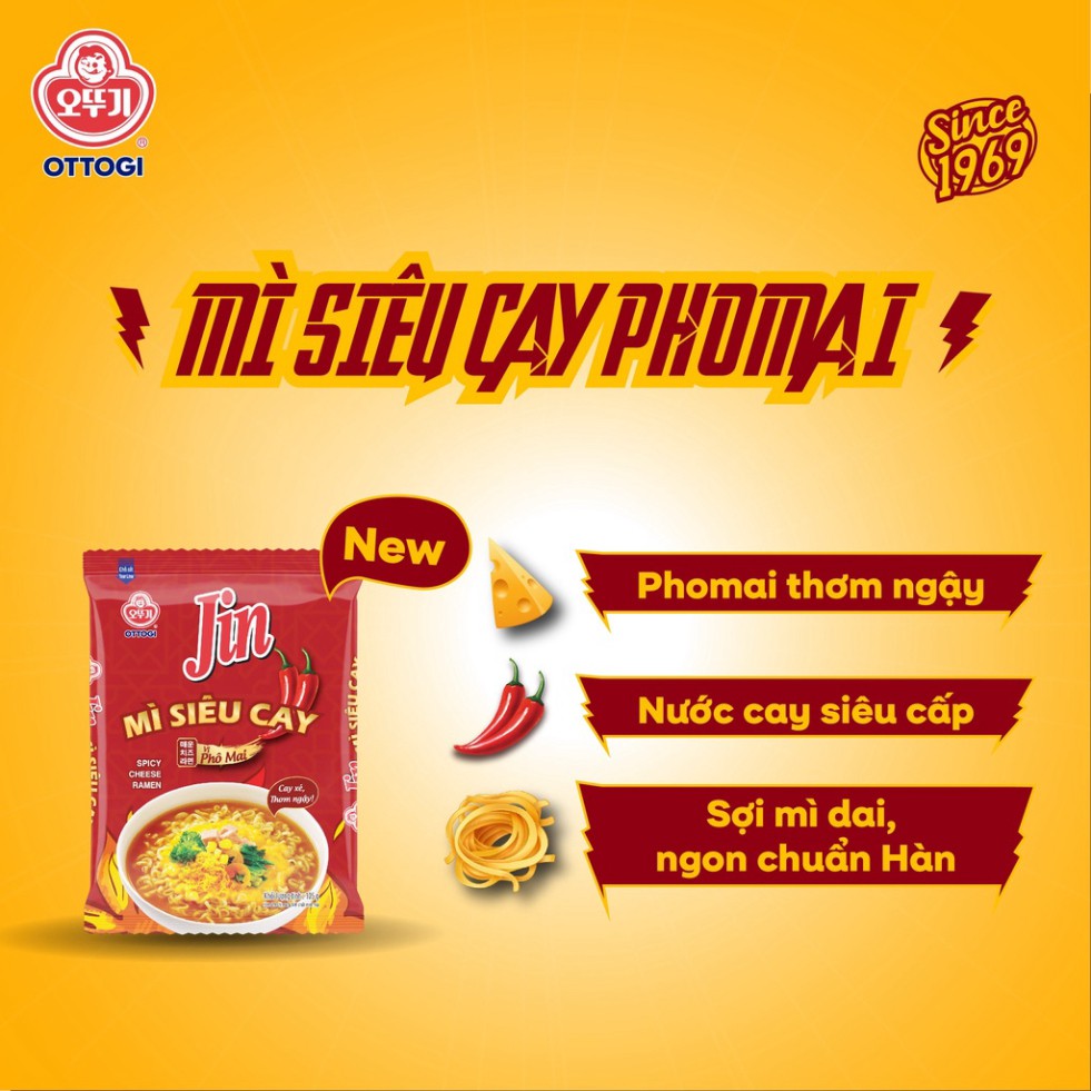 [FREESHIP️] - Mì Jin siêu cay vị phô mai Ottogi 105g