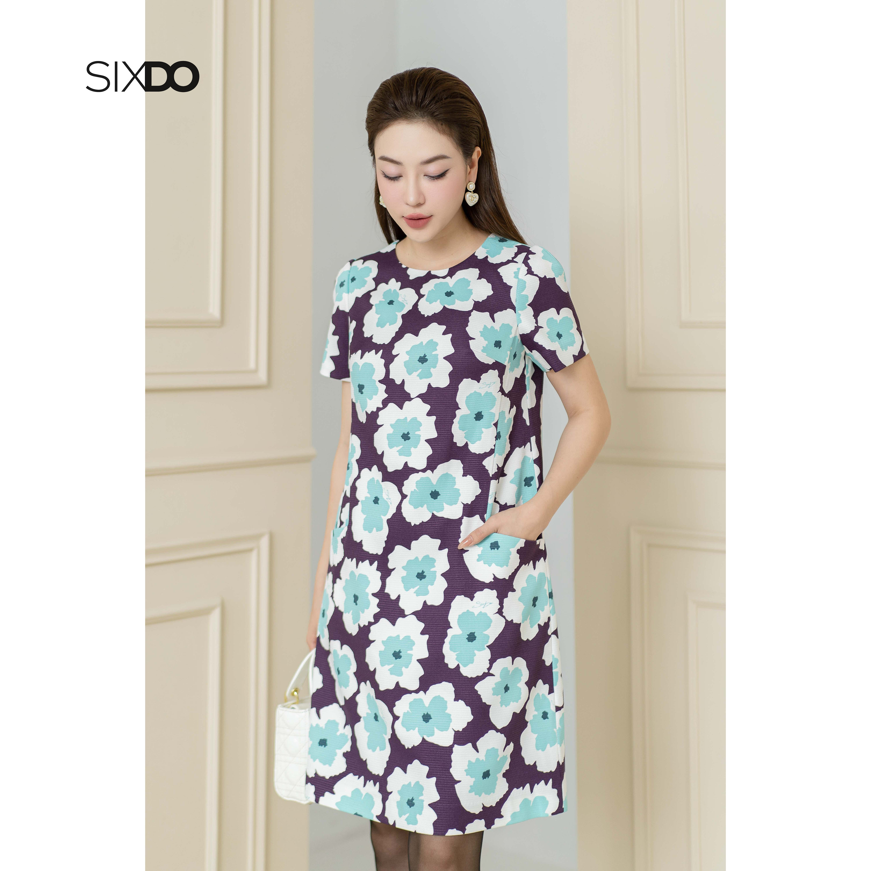 Đầm thô dáng suông họa tiết hoa SIXDO (Floral Mini Raw Dress)