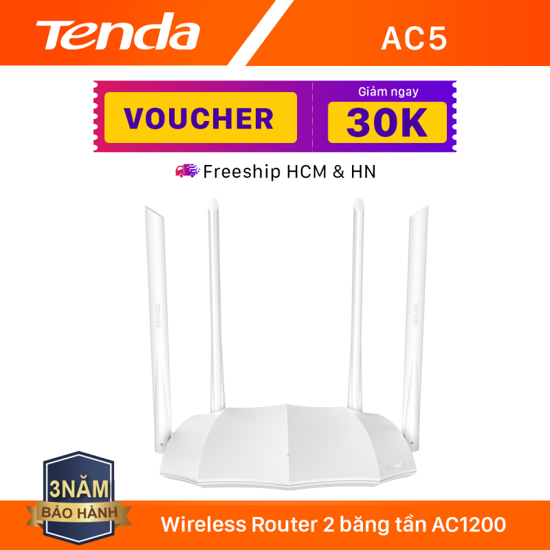 Tenda Thiết bị phát Wifi AC5 Chuẩn AC 1200Mbps - Hãng phân phối chính thức