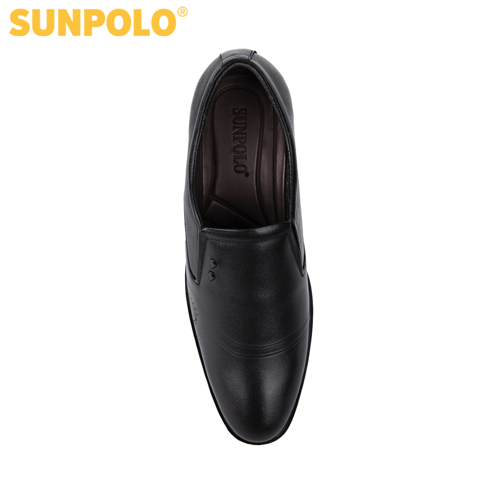 Sunpolo Sph310 Men's Cowhide Office Shoes (Black, Cow Brown)