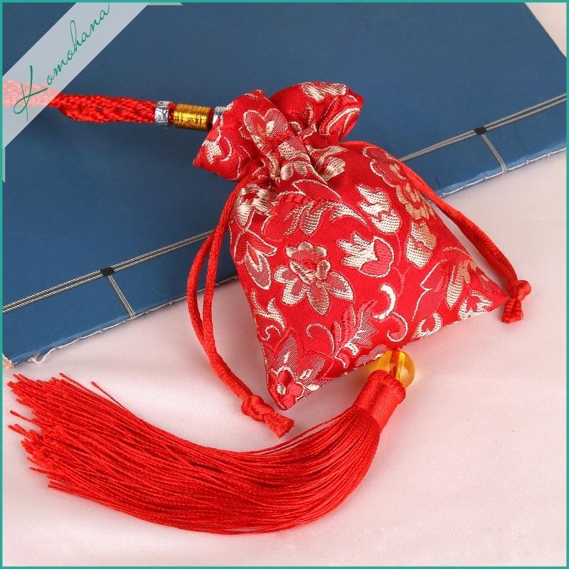 Lì xì Tết vải gấm có dây rút độc – đẹp – ấn tượng, hầu bao vải vuông túi gấm thêu cổ trang Komohana