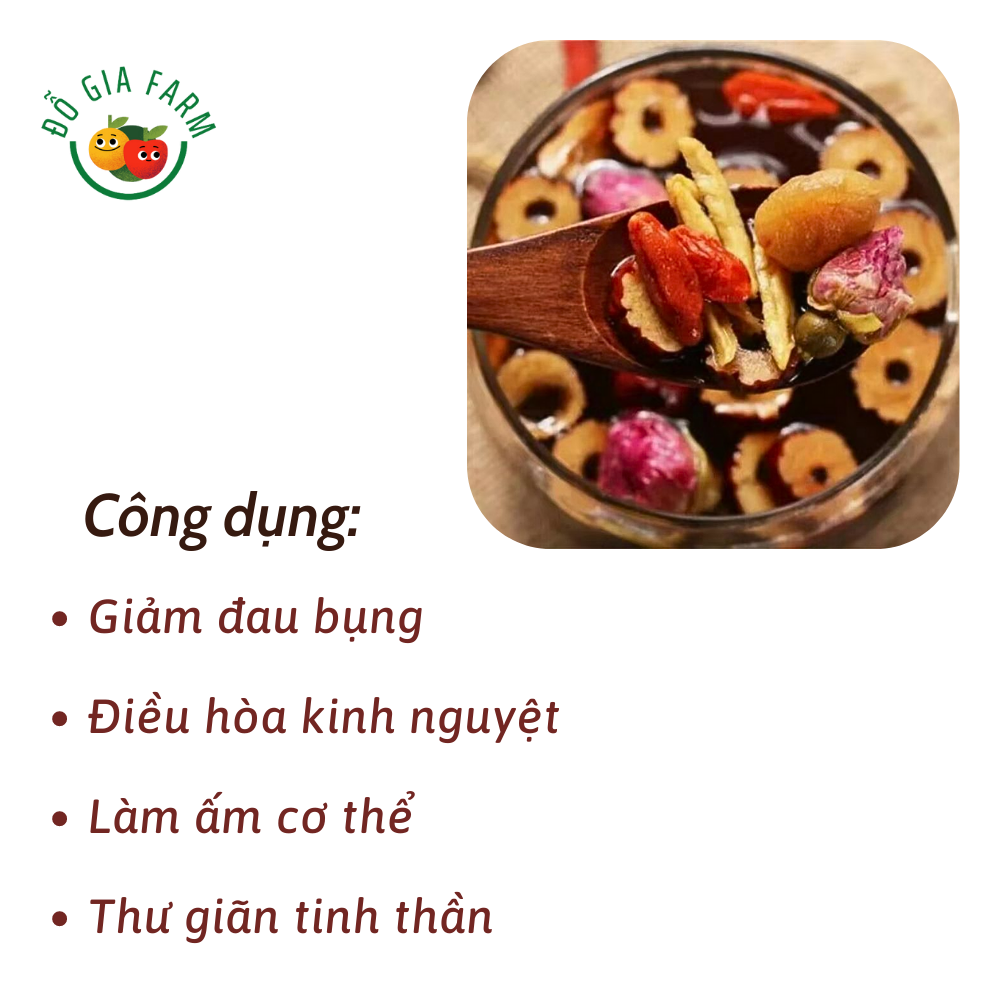 Trà đường nâu thảo mộc lục vị cho ngày dâu (táo thái lát, gừng,kỳ tử,long nhãn...) - Set 10 gói, 20 gói, 30 gói