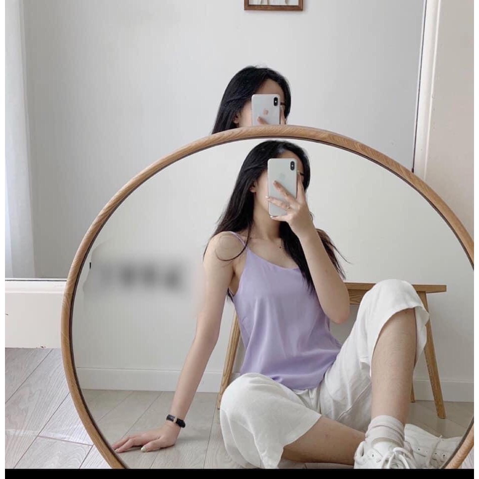 Áo 2 dây nữ cổ tim vải đũi lụa form rộng đủ màu