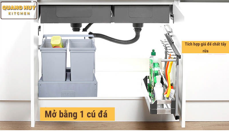 Thùng rác âm tủ bếp nhấn mở tự động thương hiệu Grob