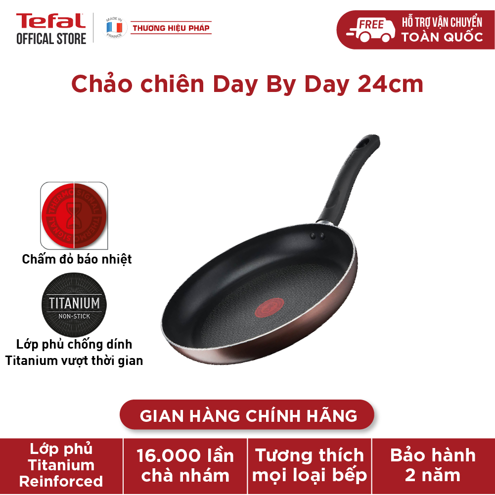 Chảo chiên chống dính đáy từ Tefal Day By Day 24cm hàng chính hãng