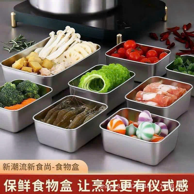 Hộp Đựng Thực Phẩm Tủ Lạnh Inox 304 Có Nắp13.5*10.5*5.8cm - Hộp đựng thực phẩm có nắp inox 304