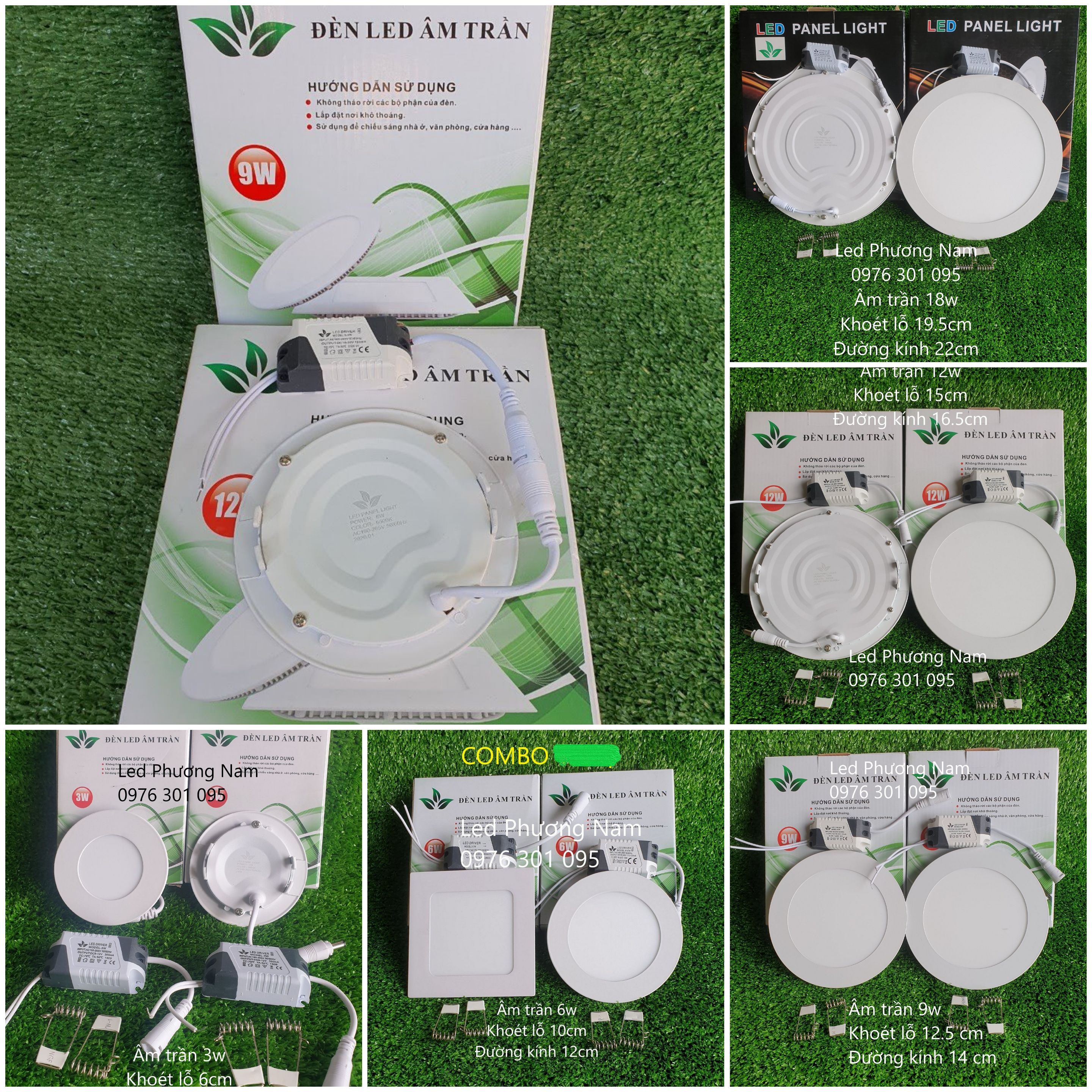 [COMBO 3 Cặp] Pát Đèn Âm Trần