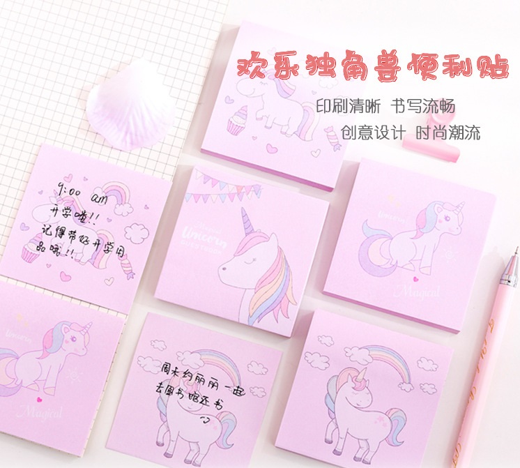 Giấy note hình kỳ lân hồng dễ thương