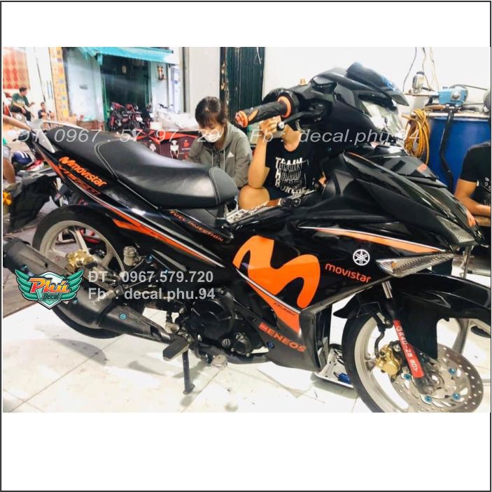 Tem rời Exciter 150 Movistar đen cam (X)