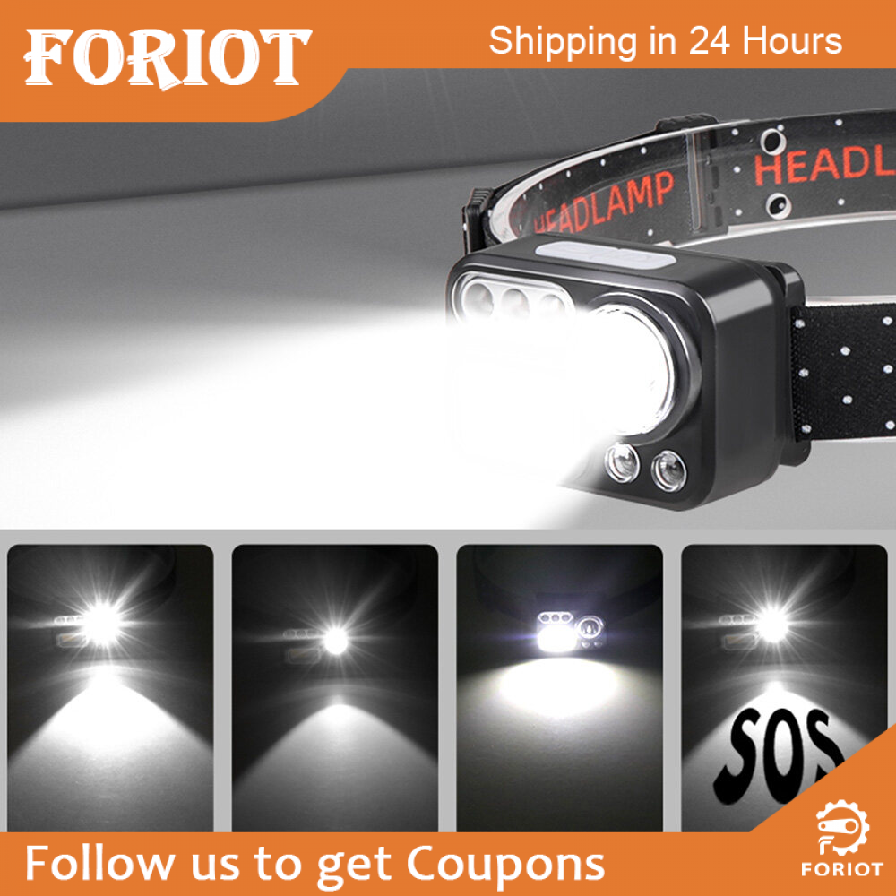 SHXZ diymore LED Head Torch Rechargeable Headlamp with 8 Lighting & Sensor Modes USB Fast Charging Headlight Miner's Lamp
