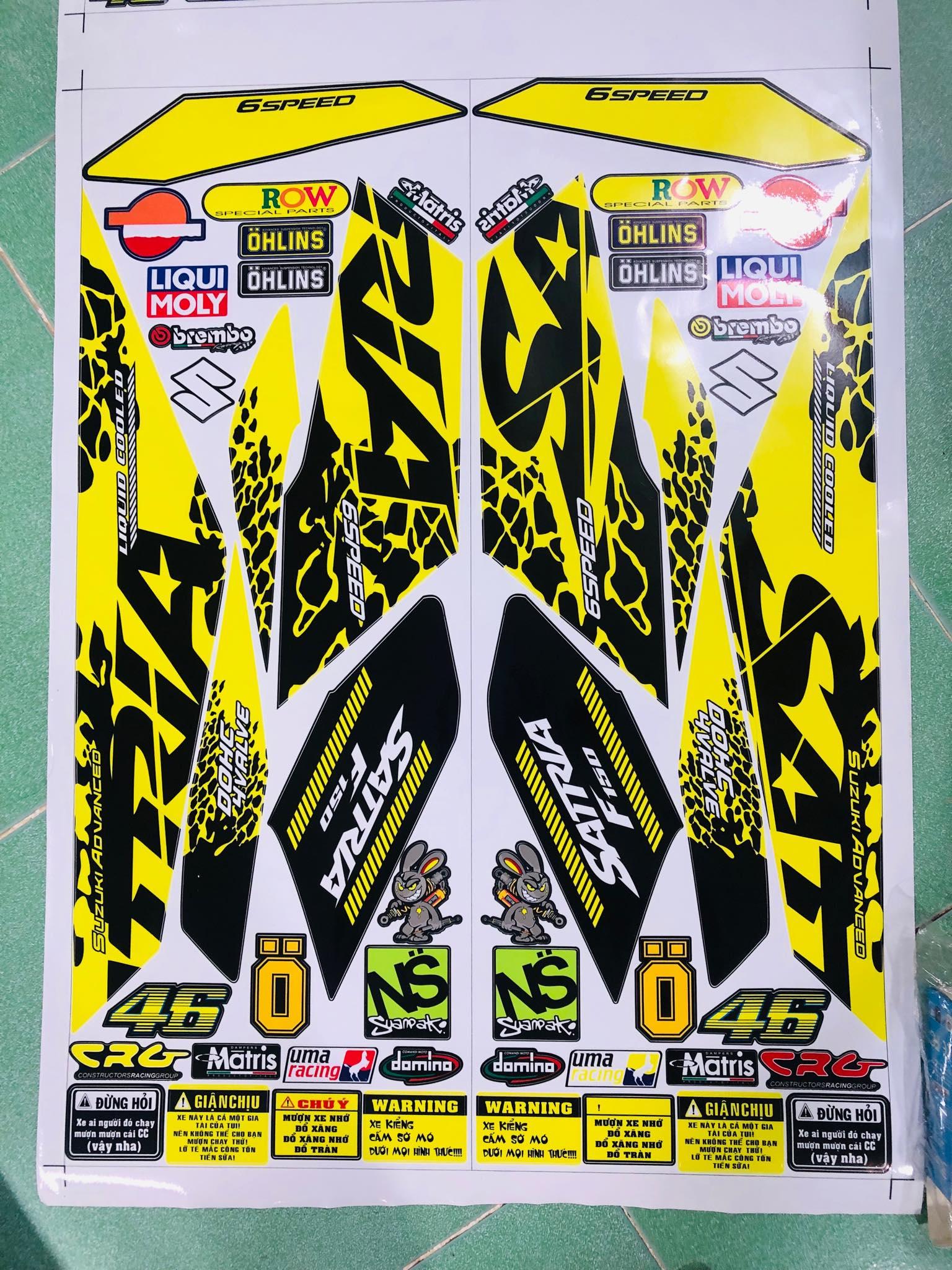 FREE SHIP - [ QUÍ KHÁCH VUI LÒNG MANG TEM RA TIỆM CHO THỢ DÁN] TEM RỜI Satria báo đốm vàng đen