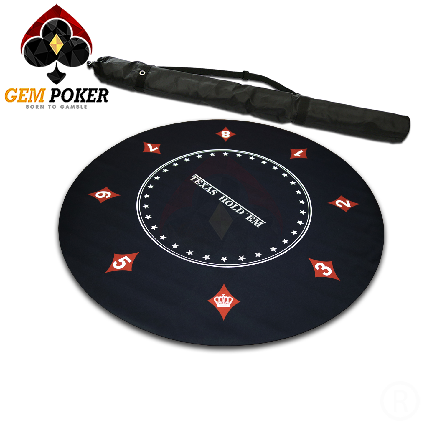 THẢM TRÒN POKER TEXAS CAO SU - BLACK