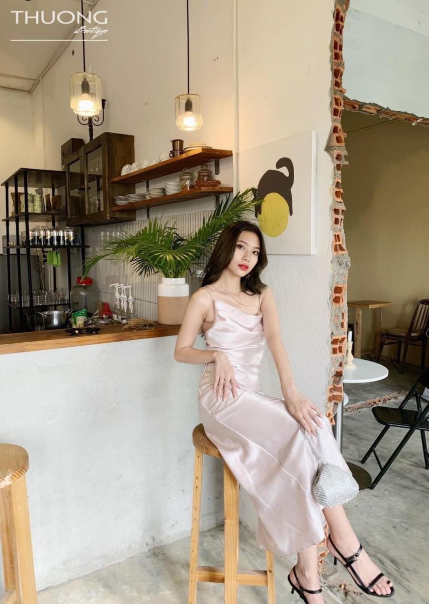 Đầm Maxi Phi Lụa Dây Kiểu (NUDE+TRẮNG)