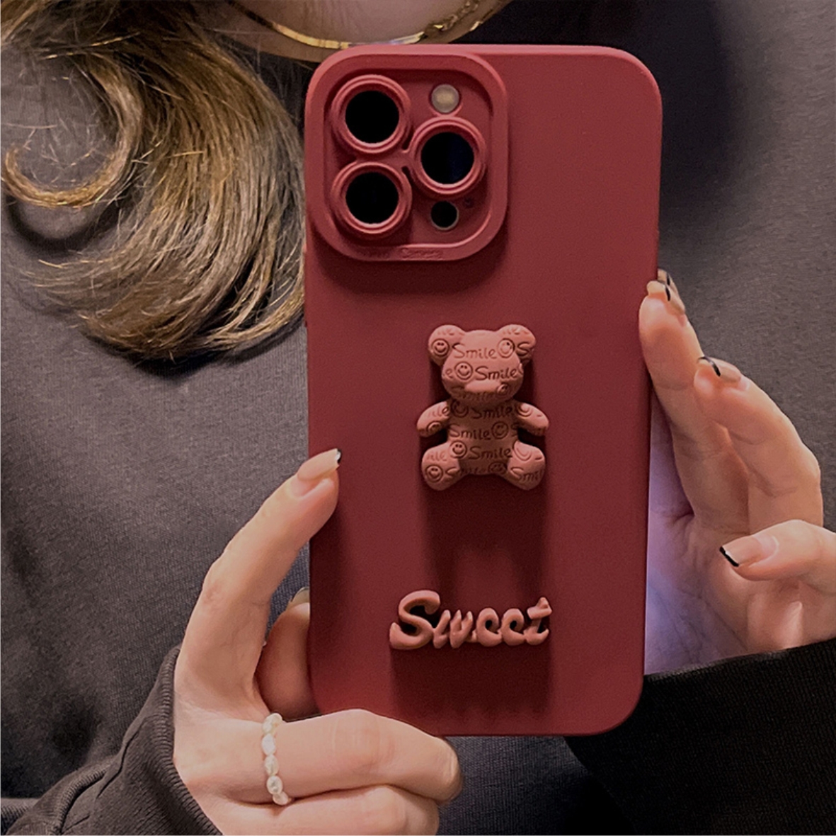 Ốp Lưng Basic Camera Nổi - Mẫu Bear Sweet Nổi