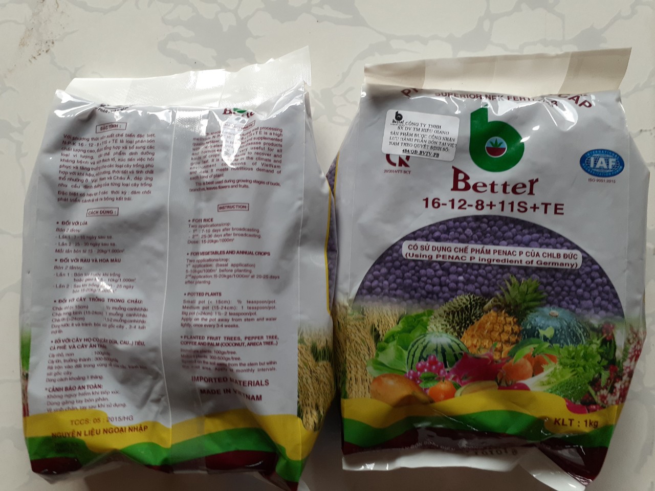 Phân bón  NPK cao cấp - Better - 16.12.8 + 11S + TE - Gói 1Kg