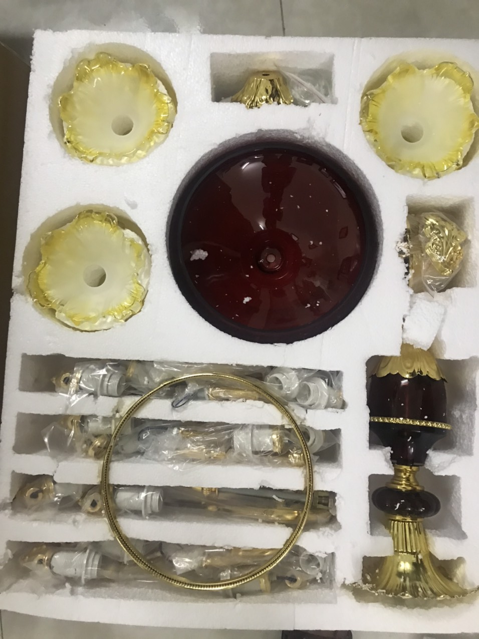 Đèn chùm đỏ 15 tay