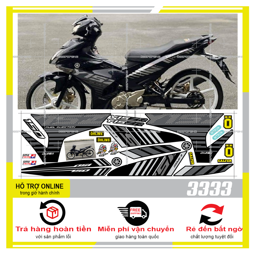 TEM RỜI EXCITER 150 Y15ZR XÁM ĐEN