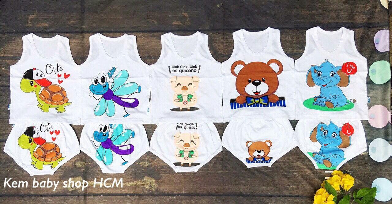 Sét 5 bộ chíp cotton hoạt hình cho bé  (KÈM QUÀ TẶNG)