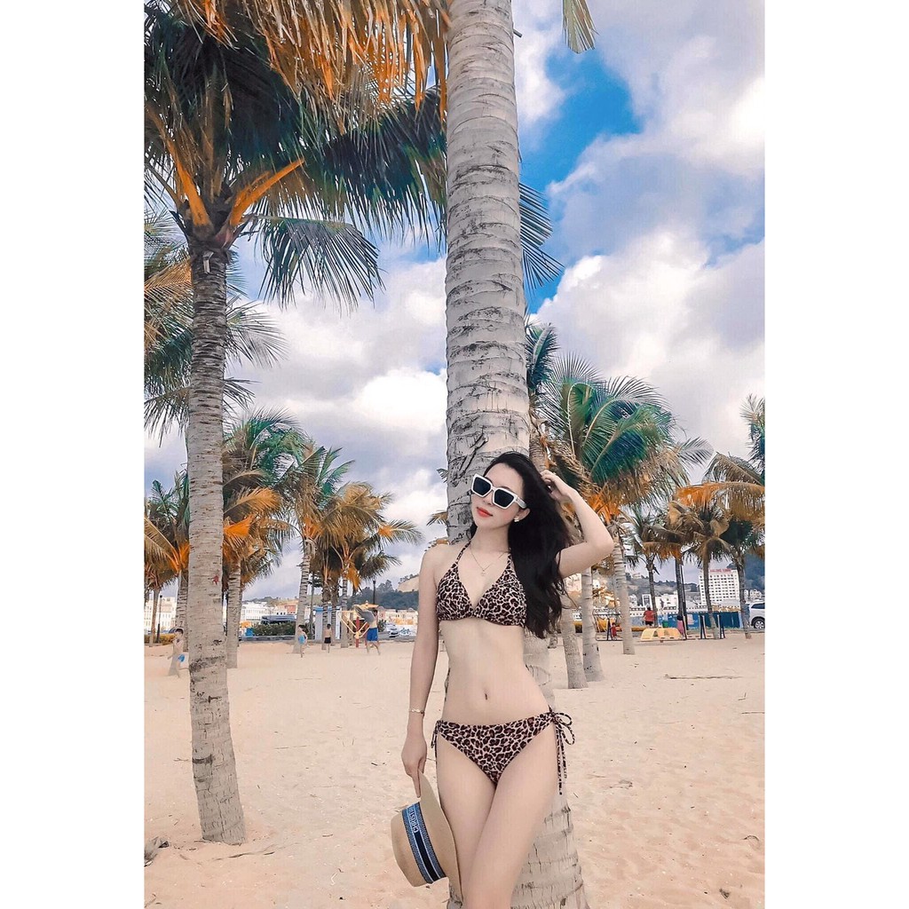 Set bikini tam giác da beo sexy
