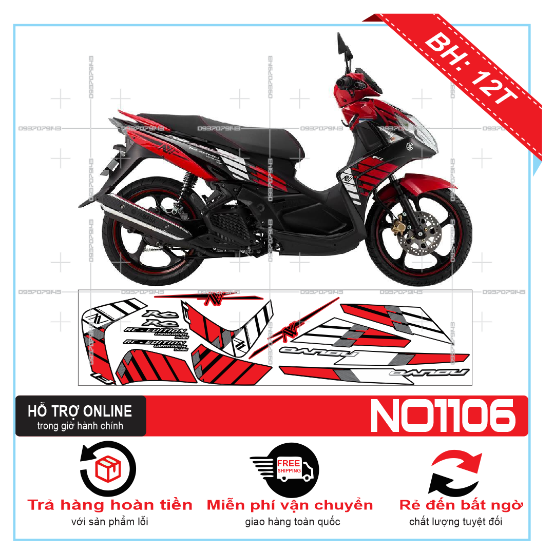 Tem rời xe NOUVO 5 CHẾ ĐỎ ĐEN