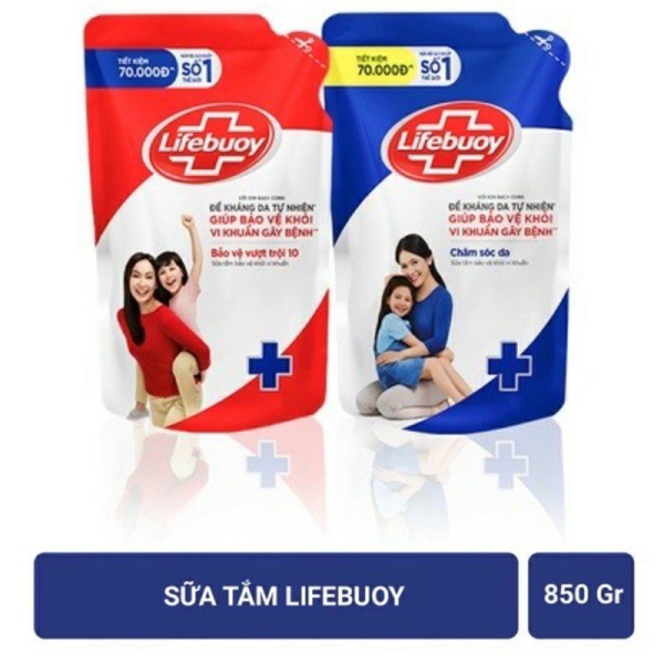 Sữa tắm Lifebuoy Gia Đình Bảo vệ vượt trội 10 Túi 850gr