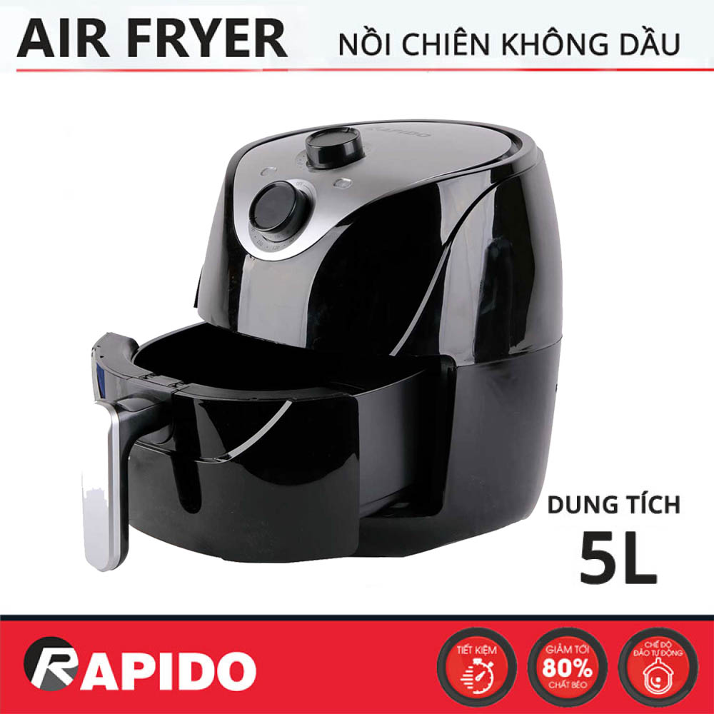 dụng cụ nhà bếp, bí quyết giảm cân nhanh chóng, nồi chiên không dầu bluestone có tốt không - Nồi chiên không dầu RAPIDO RAF5.0M dung tích 5L công suất 1500W Hàng CH ÍNH H ÃNG SALE LỚN 20% - mẹo nhỏ giúp bạn giảm cân thành công bạn cần phải nhớ