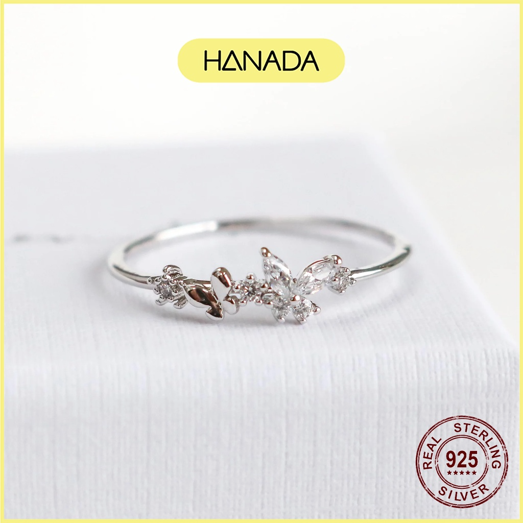 Nhẫn Bạc 925 Hanada Hoa Đá Đơn Giản Tiểu Thư 1024