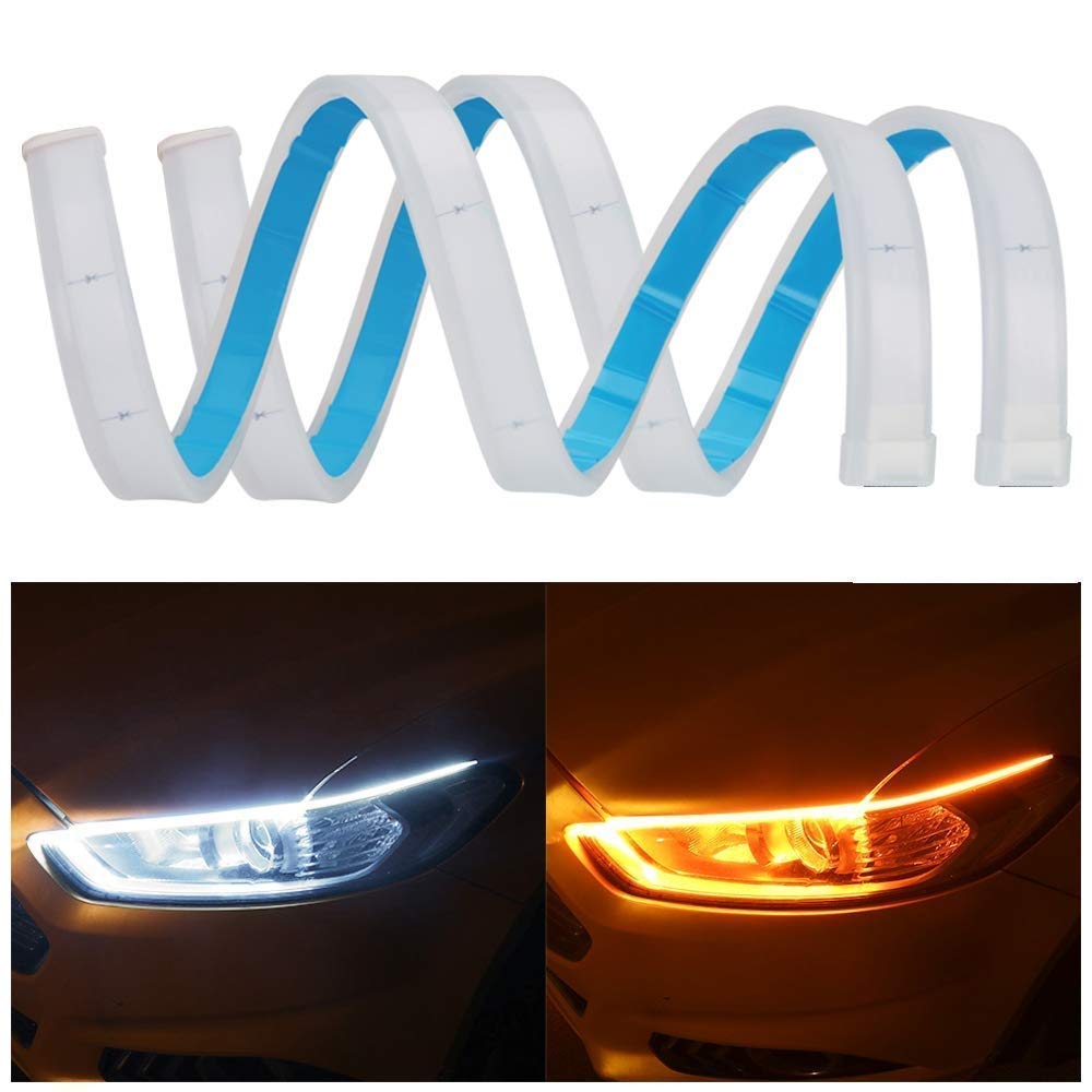 Bộ 2 Dây Led Mí Ô Tô Xi Nhan Đuổi Silicon Dẻo Chống Nước 30cm, 45cm, 60cm