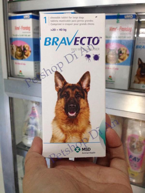 Bravecto viên nhai diệt ve, ghẻ, xà mâu, viêm da Demodex 20 - 40 kg