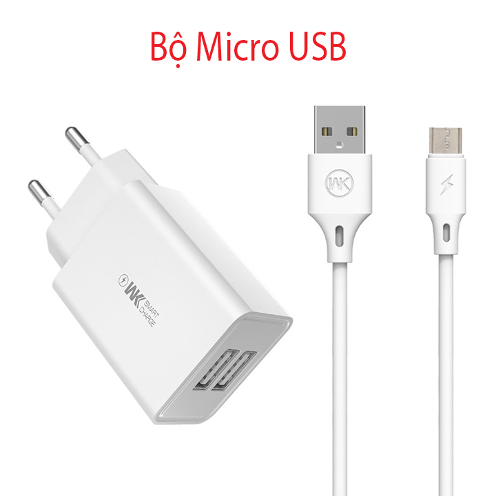 "Bộ Sạc WP-U56 Chính Hãng" Chân Lightning/Micro Usb/ Type_C , Thiết kế cấu tạo hai cổng sạc, Có thể sạc đồng thời hai Điện thoại