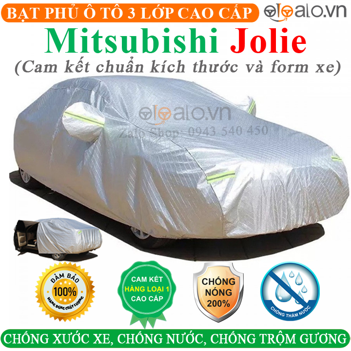 Bạt phủ ô tô Mitsubishi Jolie 3 Lớp Cao Cấp Chống nắng nóng nước mua bụi bẩn Bạt che phủ xe ô tô Mitsubishi Jolie Bạt che nắng xe ô tô Mitsubishi Jolie