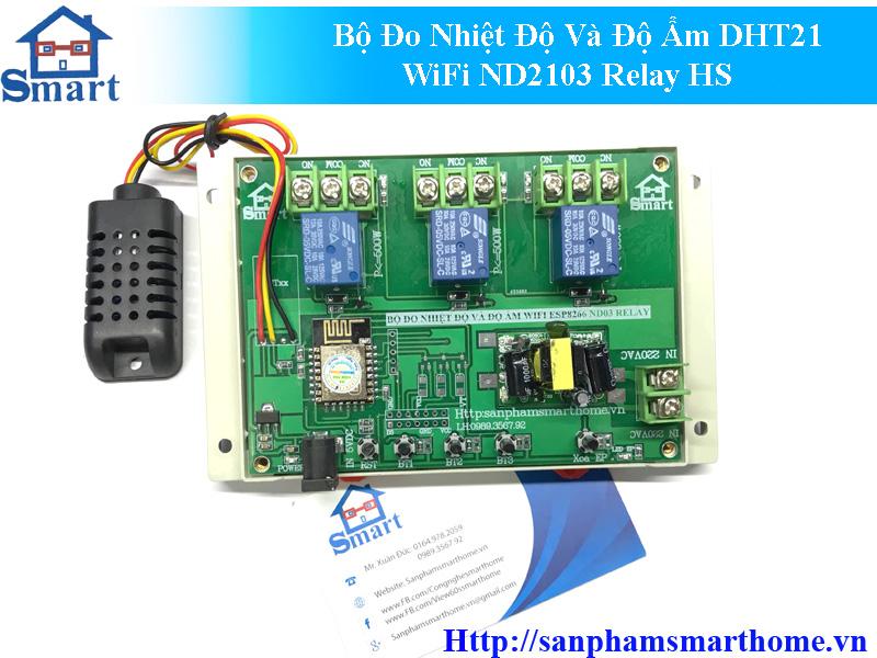 BỘ ĐO NHIỆT ĐỘ VÀ ĐỘ ẨM DHT21 WIFI ND2103 RELAY