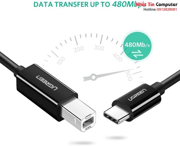 Cáp máy in USB 2.0 Type-C to USB Type-B dài 2M Ugreen 50446 (Màu đen)