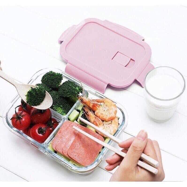 Hộp thủy tinh lạnh 3 ngăn đựng thức ăn