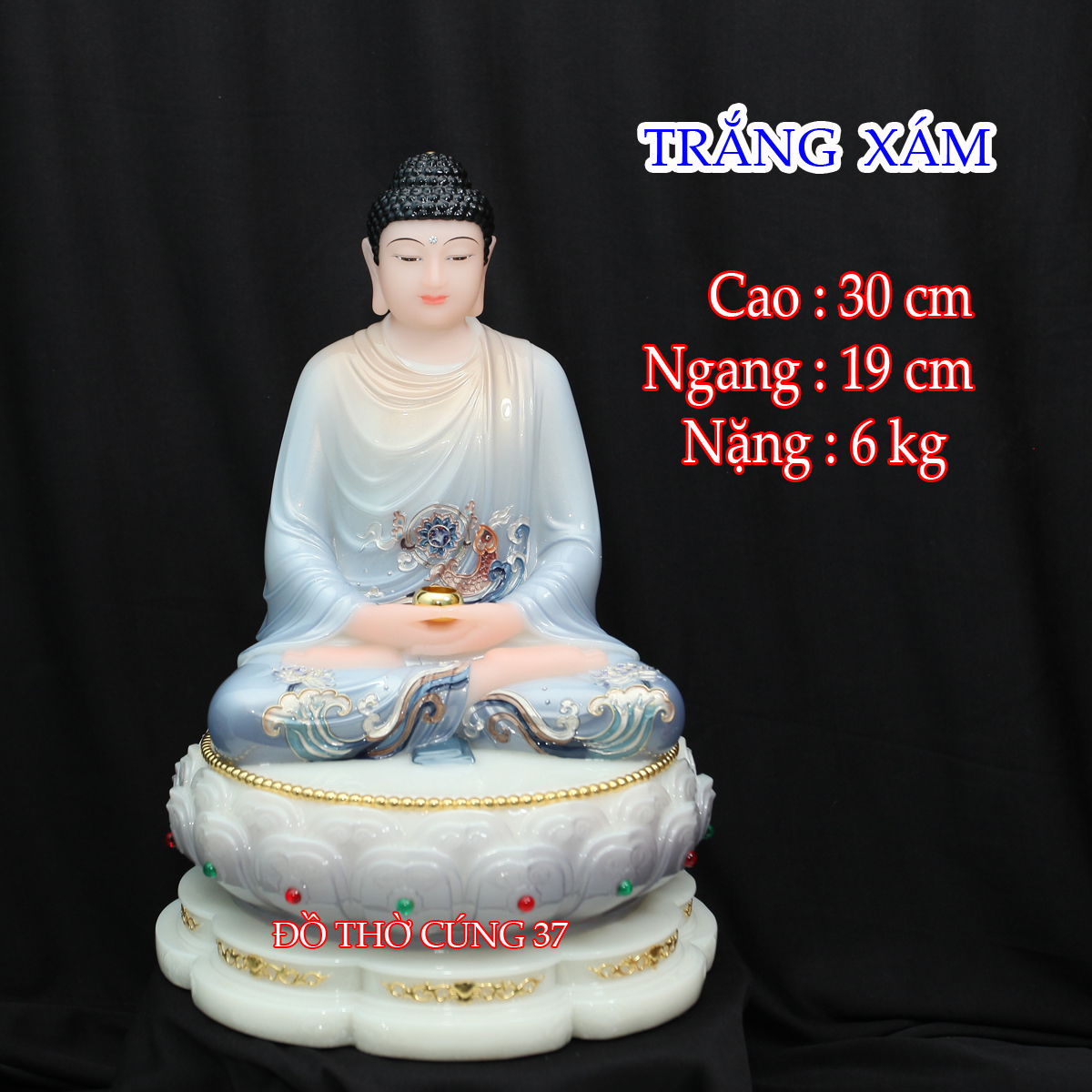 Tượng phật thích ca bột đá cao cấp cao 30 cm - hàng nhập khẩu