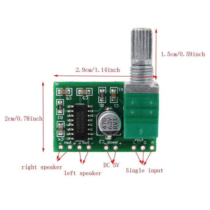 Module Khuếch Đại Âm Thanh VR8403 2X3W 5V Có Chiết Áp
