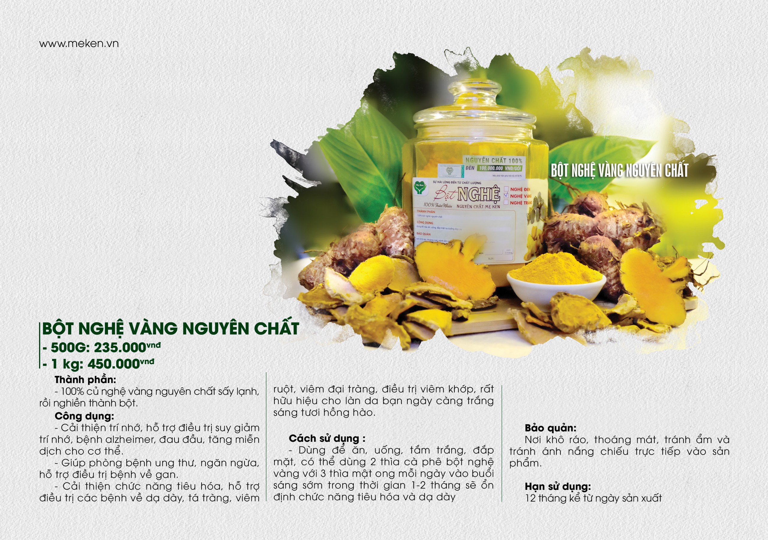 Bột nghệ đỏ (nghệ vàng) nguyên chất Mẹ Ken 1kg