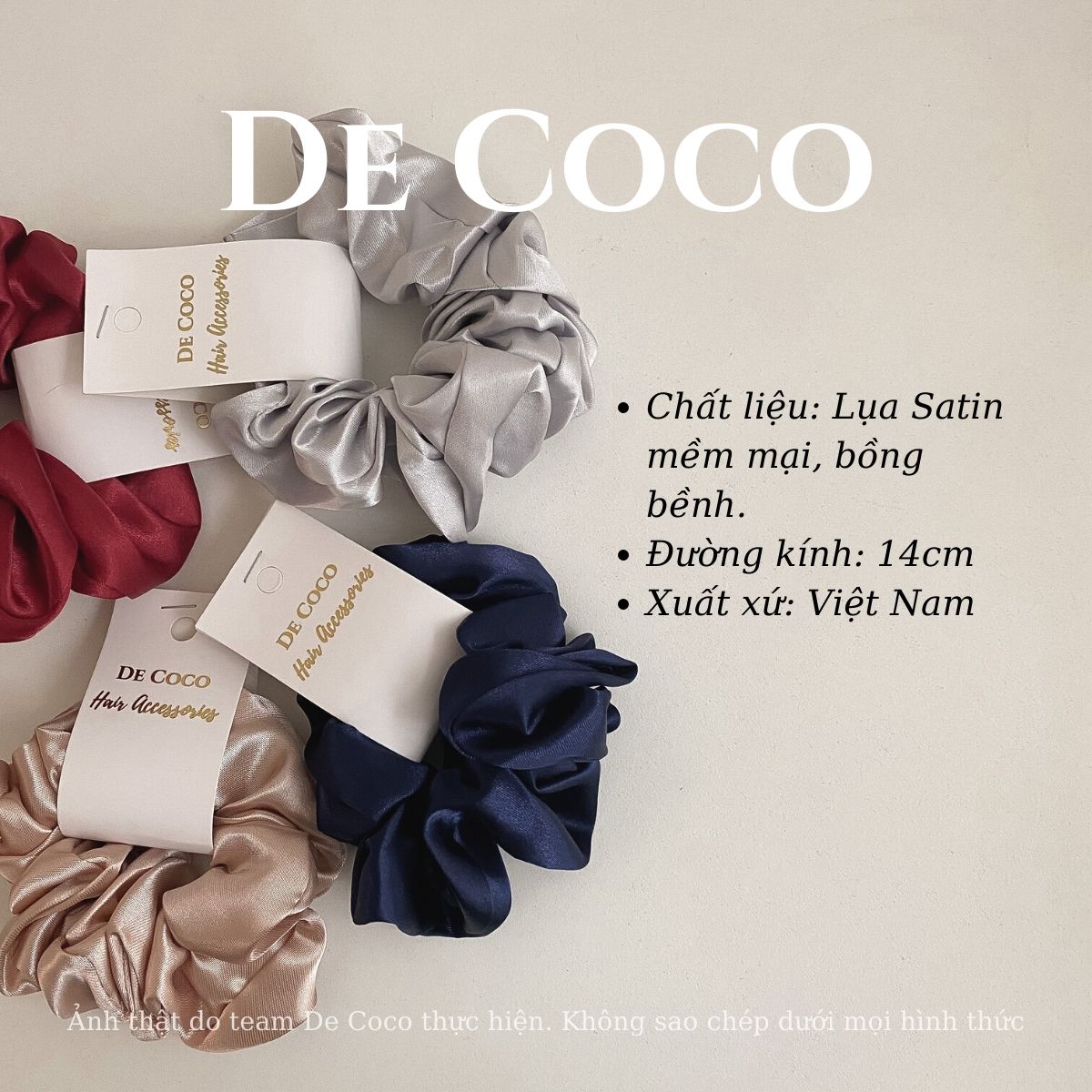 Scrunchies lụa satin, chun buộc tóc decoco.accessories