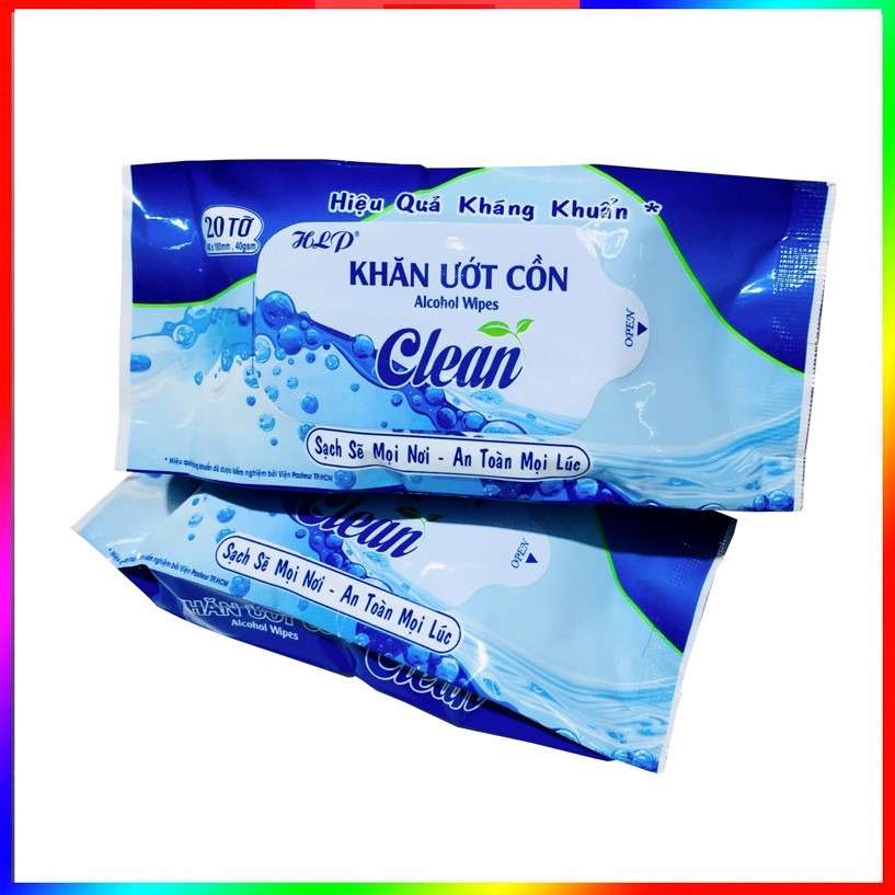 Khăn giấy ướt HLP có cồn, sát khuẩn 20 miếng/gói.