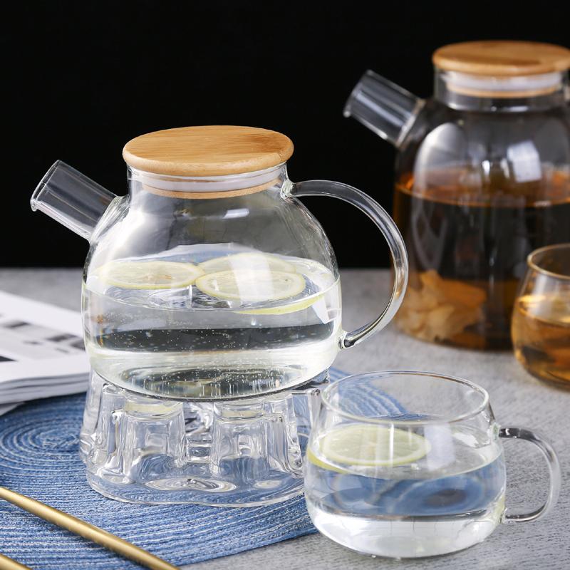 Bình đựng trà thủy tinh nhỏ gọn 700ml nắp gỗ