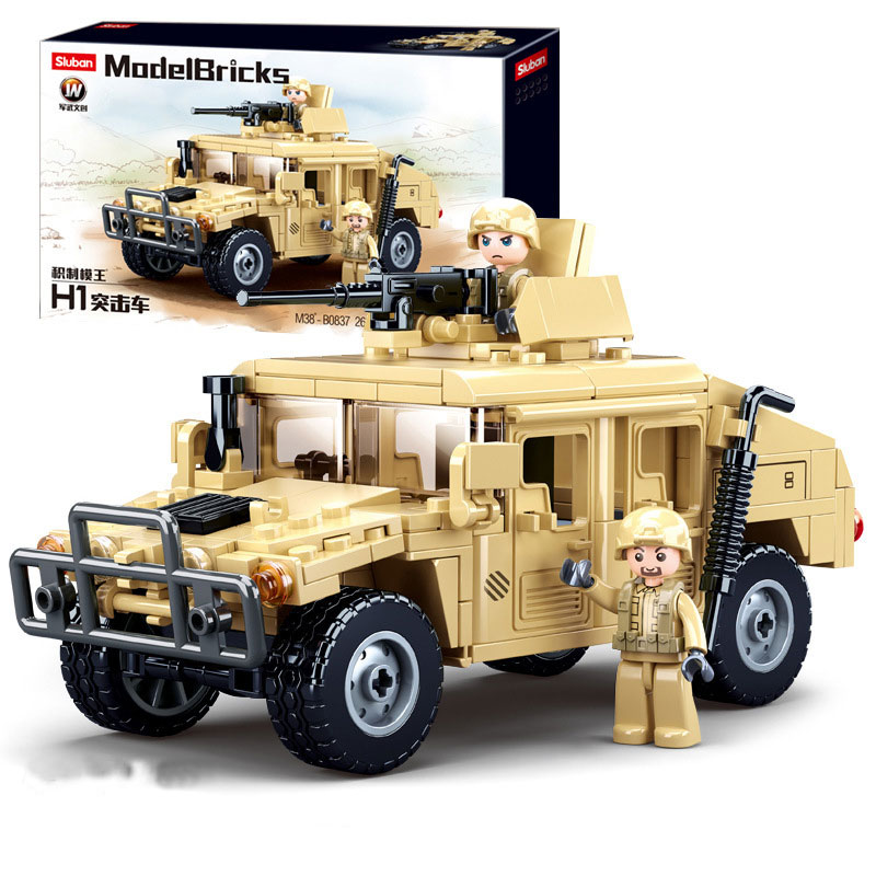 Đồ chơi lắp ráp xe quân sự Humvee H1 Sluban 0837 với 265 mảnh ghép giúp trẻ sáng tạo