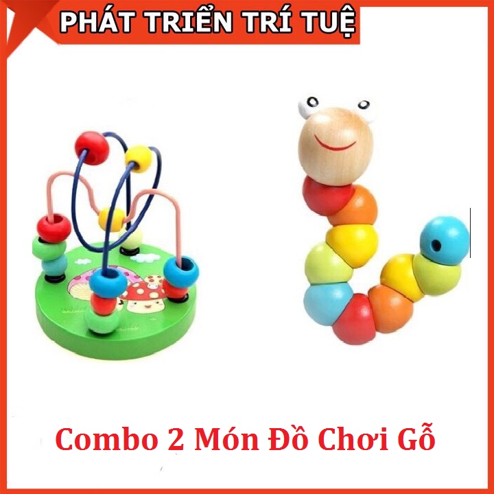 Combo 2 món đồ chơi gỗ thông minh an toàn cho bé 0-2 Tuổi