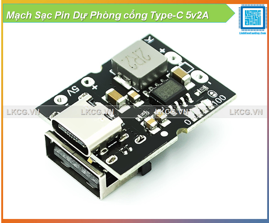 Mạch sạc pin dự phòng cổng type-c 5v2a
