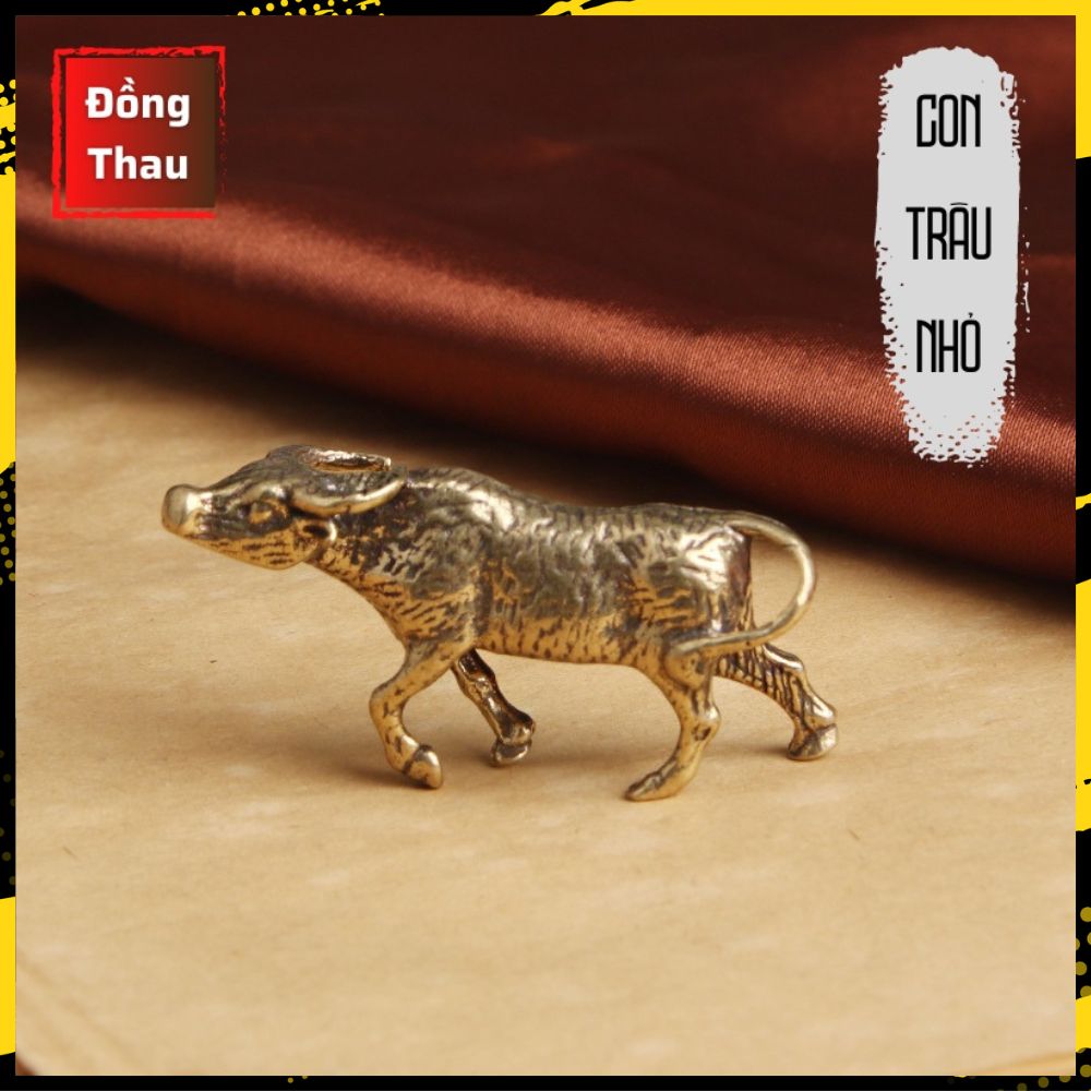 Tượng Nhỏ Bằng Đồng Hình Con Trâu Nhỏ (Kích Thước: 2.4 x 5.15cm)