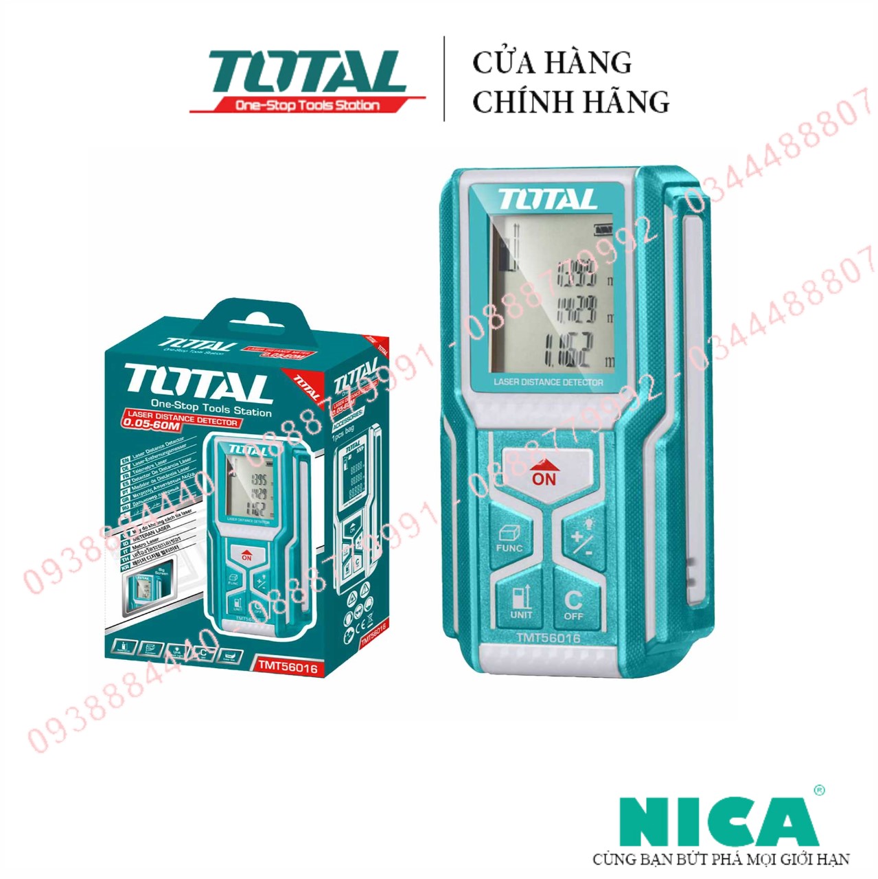 Máy đo khoảng cách tia laser total tmt56016 bộ đo khoảng cách laser cầm tay 60m có phạm vi đo: 0.05-60m, độ chính xác đo: ± 2.0mm loại laser: 620 ~ 690nm, <1mw chính xác nhanh tại