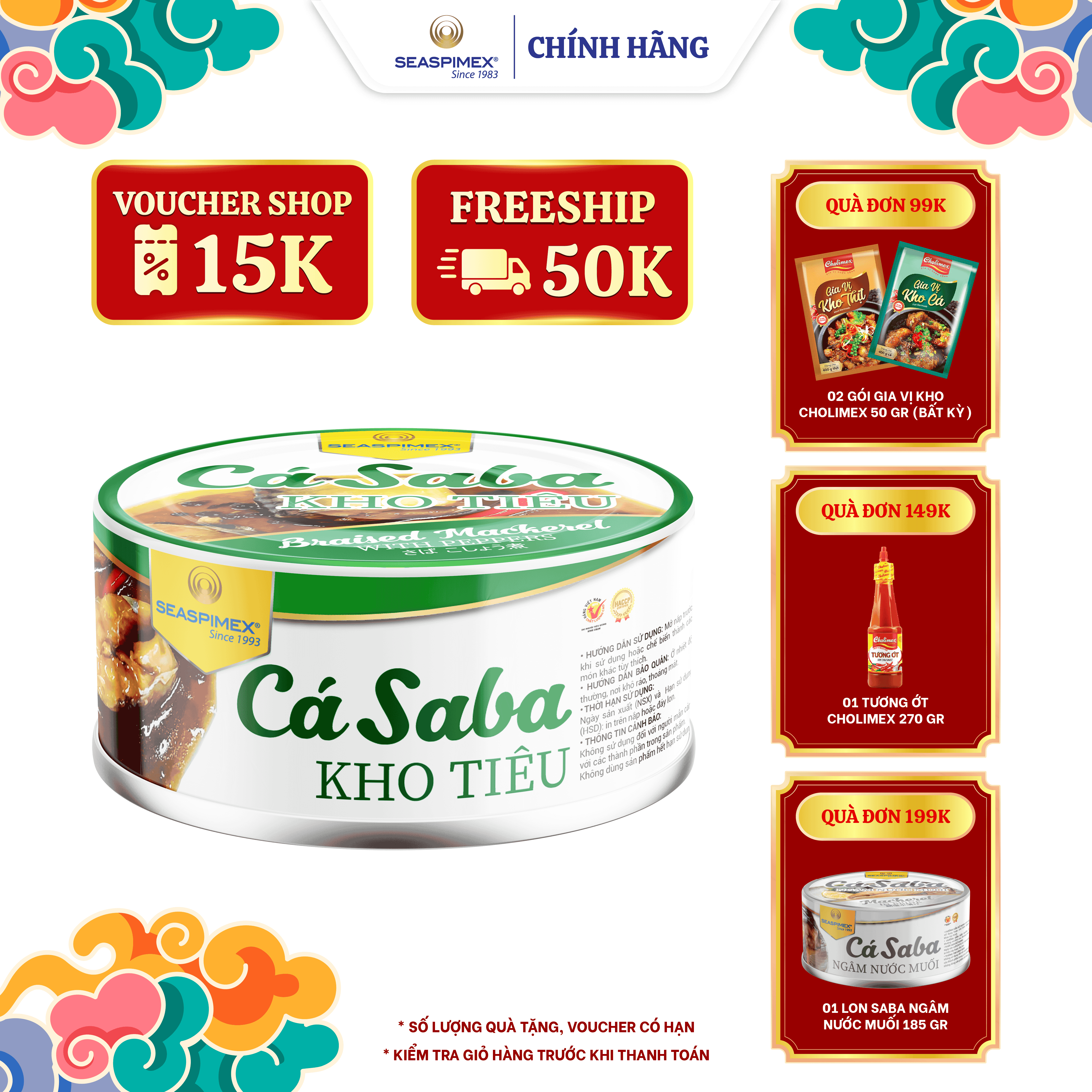 Cá Saba Nhật Kho Tiêu SEASPIMEX 185gr