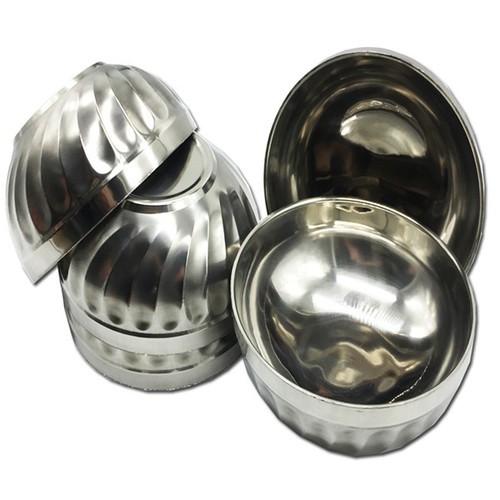 Bộ 5 bát tô inox HG 2 lớp cách nhiệt chống nóng mẫu xoắn cỡ 18 cm