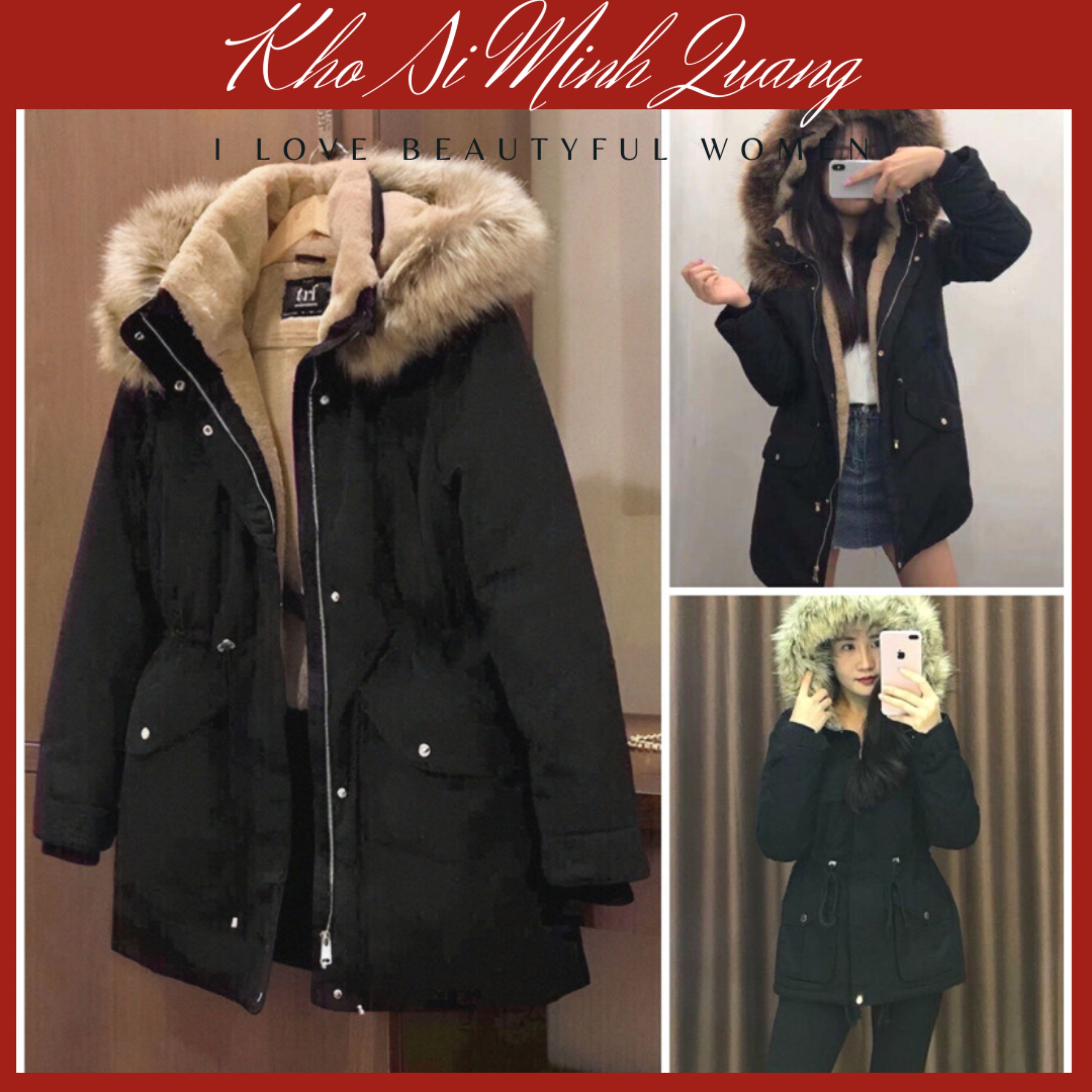Áo Kaki Nữ Lót Lông Cừu, Áo Khoác Parka Lót Lông Nữ Mũ Lông Siêu To Ấm Áp Bất Chấp Rét Đại Hàn Thời Trang Sang Chảnh , Áo khoác lông cừu, áo hoodie lông fom rộng, áo lông mùa đông, áo giữ nhiệt, áo lông 2 mặt, áo lông mịn unisex, áo lông vũ nữ, áo phao,