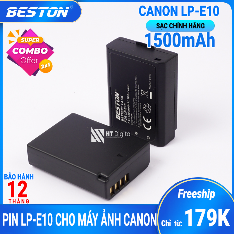 Pin máy ảnh Canon LP-E10 Beston 1500mAh cho Canon EOS Rebel T3 T5 T6 Kiss X50 Kiss X70 EOS 1100D EOS 1200D EOS 1300D