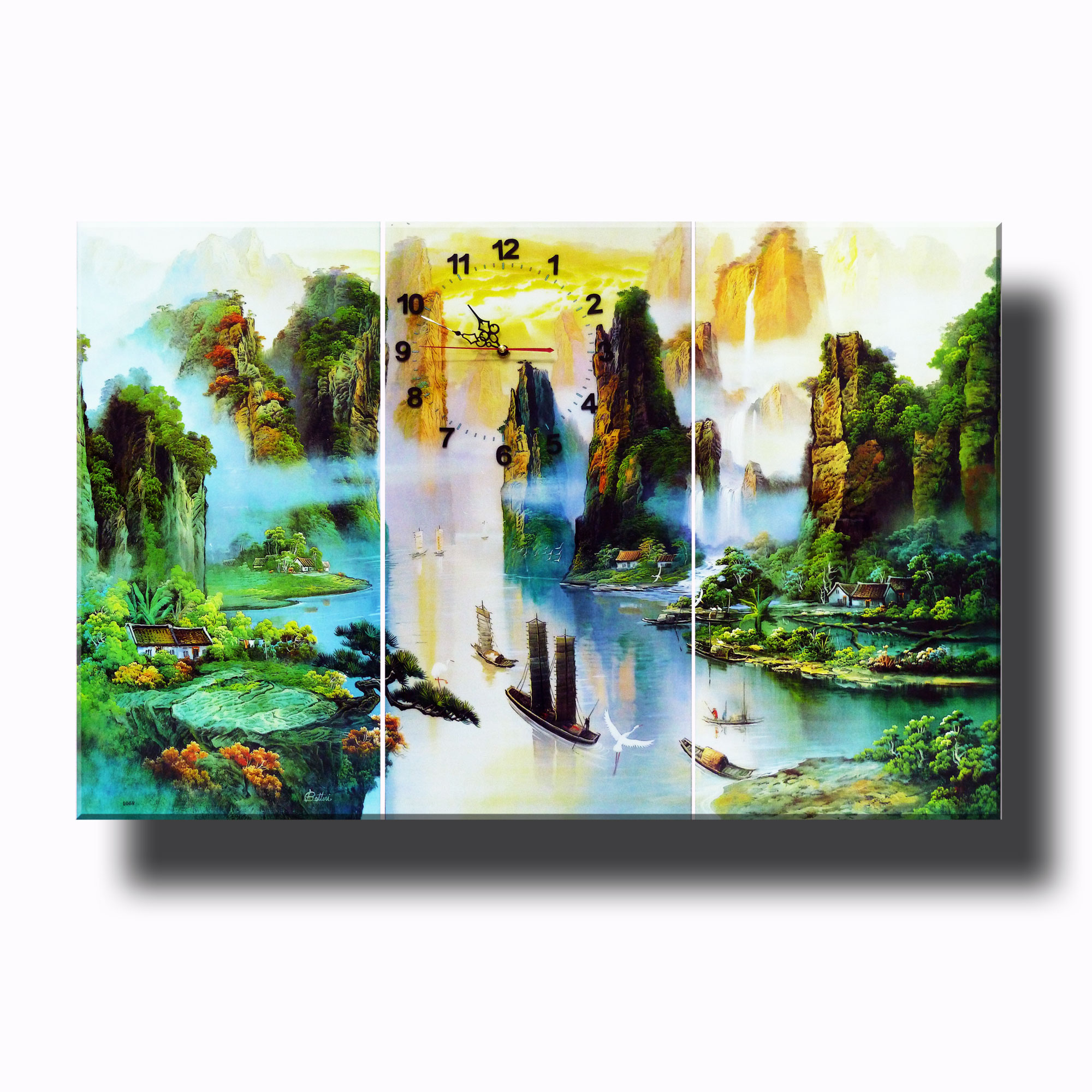 Tranh đồng hồ ghép phong thủy - Thuận buồm xuôi gió 01(...)